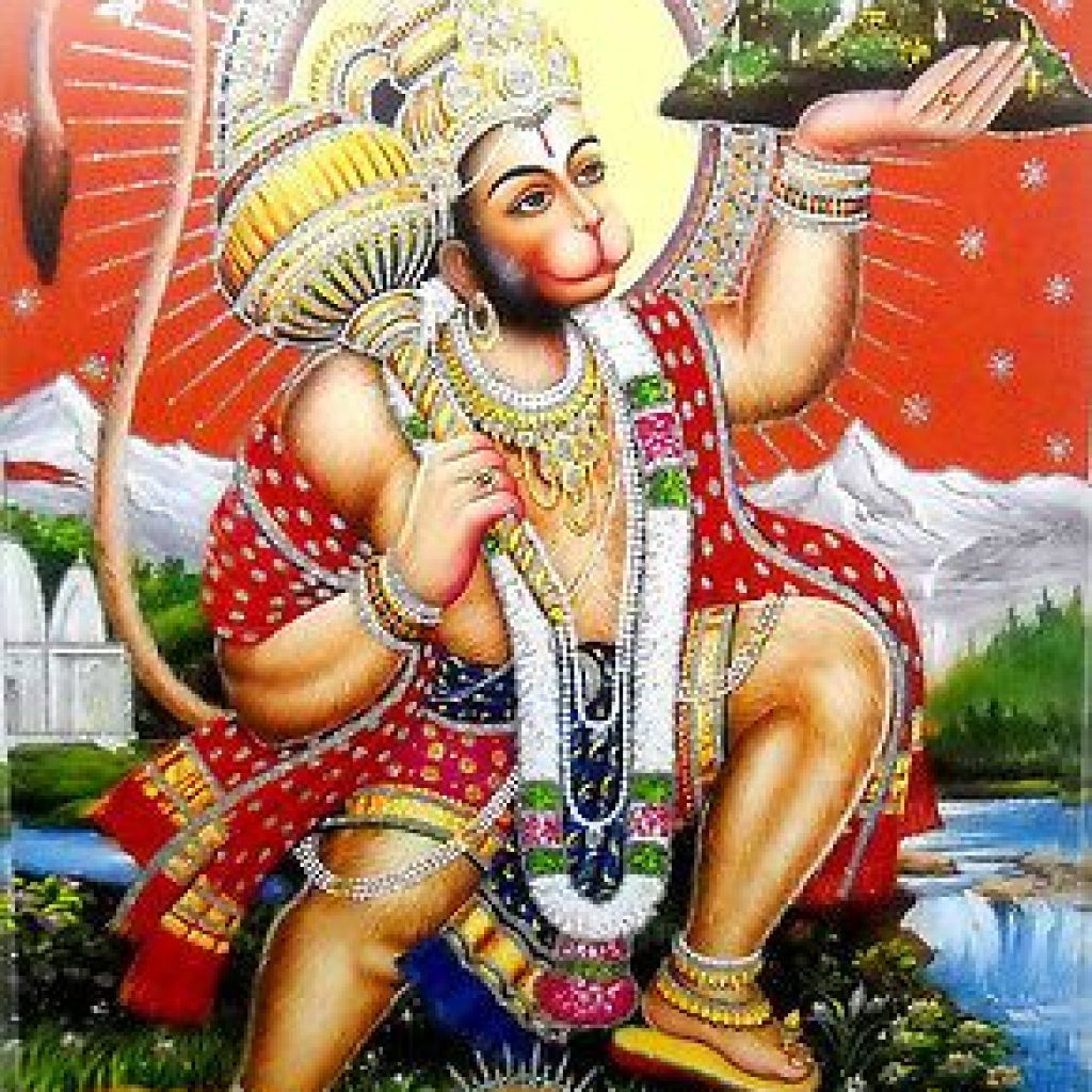 Hindu God Lord Hanuman Carrying Mountain Ceramic Tile Decor Spiritual 30 x 20 cm • $80_10